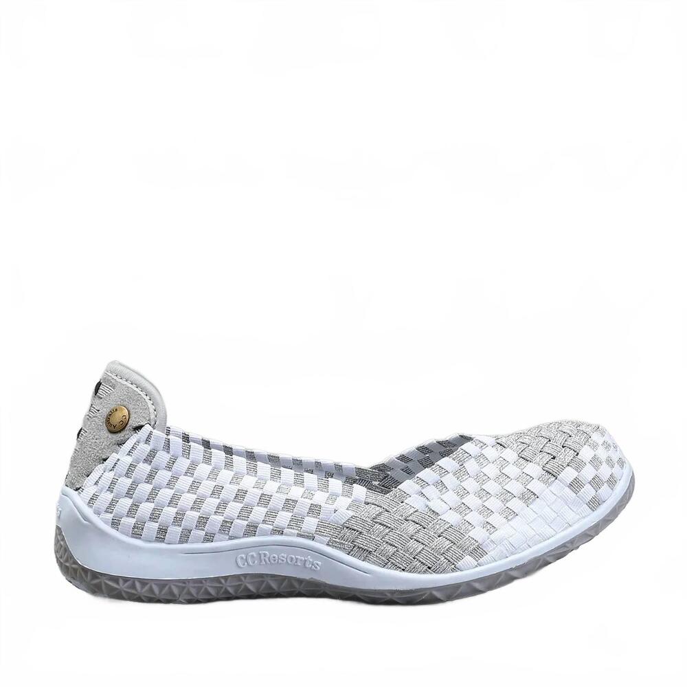 NEW CC RESORTS women's sugar woven shoes in white/silver